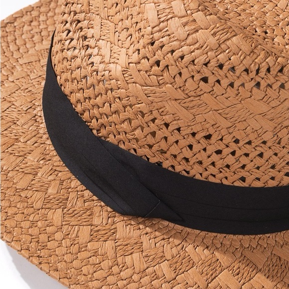 Panama Brown Straw Beach Hat NWT - Picture 6 of 7